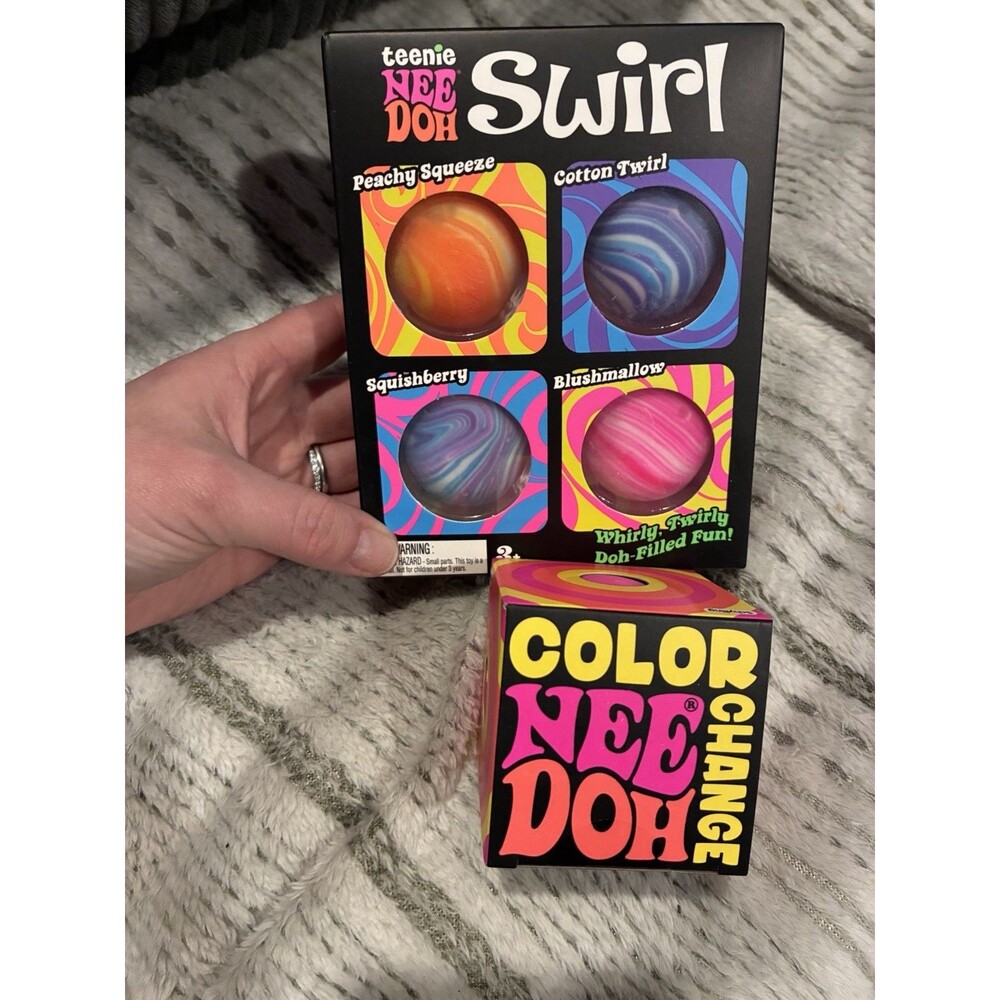 Needoh Bundle. Color Change Ball and Teenie Swirls 5 Pc Lot.